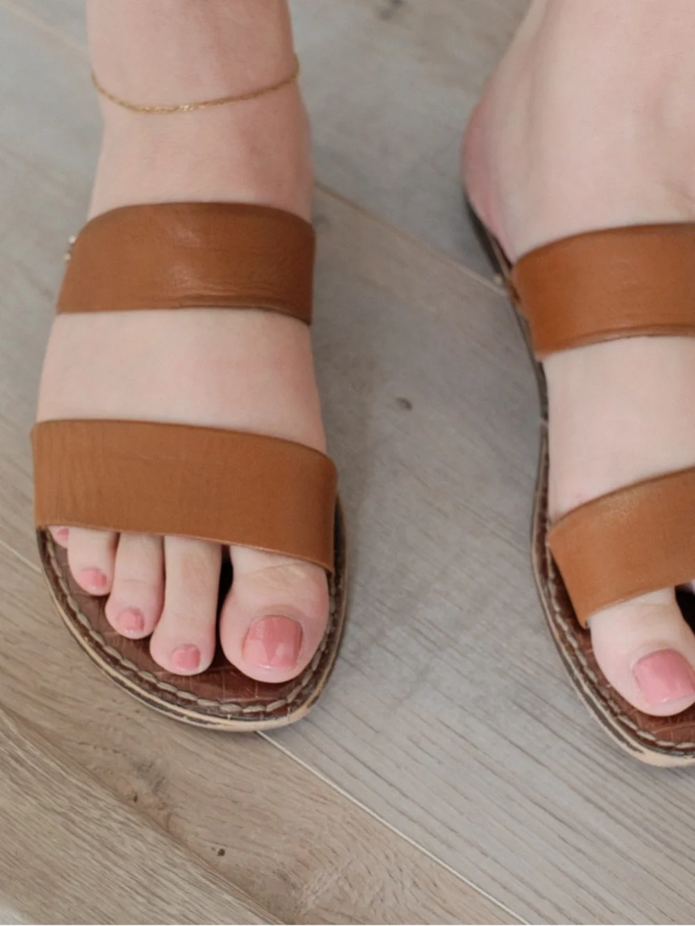 Sam Edelman Double-Strap Slide Sandal in Brown Leather - Picture 2 of 5